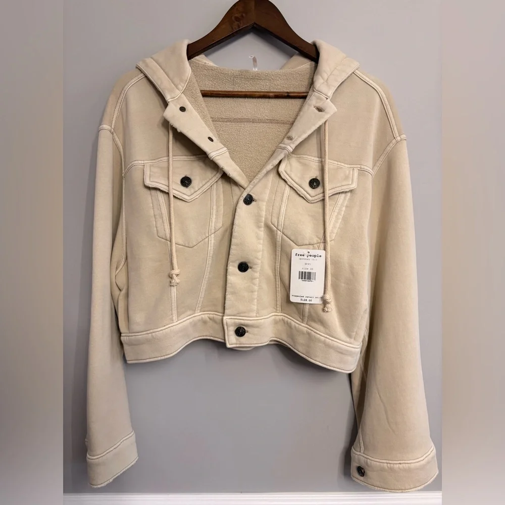 Free People Cream Hooded Jacket - Picture 1 of 5